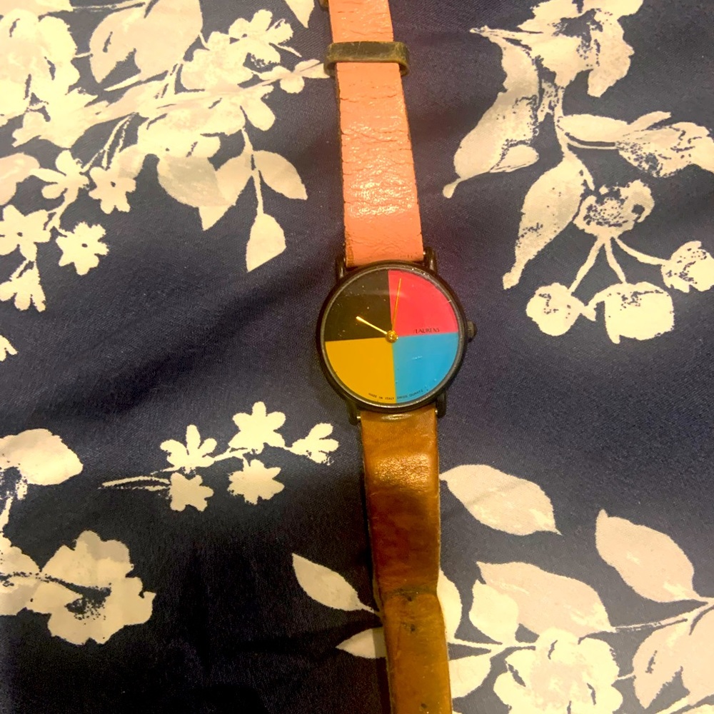 Vintage color block Laurens watch. Made in Italy